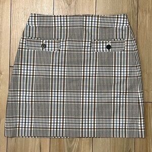 New Loft Plaid A-Line Mini Skirt Cream Blue Rust 2P, XS